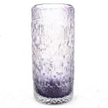 1970s Wedgwood violet glass cylinder vase, designed by Ronald Stennett Wilson, height 21cm