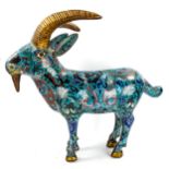 A large Chinese cloisonne enamel ram, length 56cm