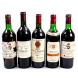 5 bottles of red Bordeaux wine, 2 x 1988 Chateau Lalande, Saint-Julien, 1973 Brusina Brander,