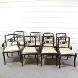 A set of 8 Regency mahogany dining chairs, with rope twist top rails and drop-in seats