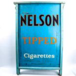 A painted metal advertising A-board for Nelson Tipped Cigarettes, in wood frame, mid-20th century,