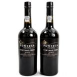 2 bottles of Fonseca 2007 Vintage port, bottled 2009. Good condition, levels to mid/low neck.