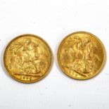 ***WITHDRAWN*** 2 gold sovereigns, 1895 and 1908