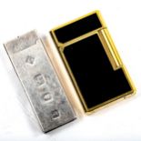 DUNHILL - a heavy gauge silver ingot pocket lighter with hallmarked front, limited edition of 400,