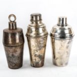 3 Art Deco electroplate cocktail shakers