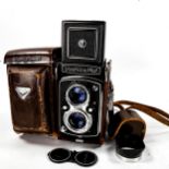 Yashica-Mat Reflex camera, leather-cased