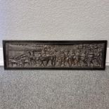 An 18th century relief carved oak wall plaque, depicting Noah's Ark, framed, overall 24cm x 82cm