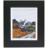 David Barnes (Contemporary), 'Hill farm', oil on board, signed and inscribed verso, 25cm x 20cm