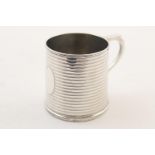 George V silver christening tankard, Birmingham 1926, tapered cylindrical form decorated with reeded