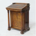 William IV mahogany davenport by Saunders & Woolley, circa 1835, having a three-quarter gallery top,