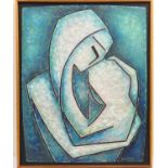 Nicole Faleur (French, 1925-2017), Mother and Child, oil on board, signed, inscribed and labelled