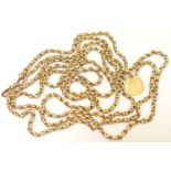 9ct gold anchor link guard chain, with double spring clip and supporting a USA $1 gold coin, 1862 (