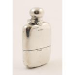 George V silver hip flask, by Cohen & Charles, Chester 1922, hinged bayonet cap, glass body with