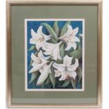 Nicole Faleur (French, 1925-2017), Lilies, pastel drawing, signed with a monogram, inscribed verso