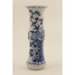 Chinese blue and white Gu vase, late 19th/early 20th Century, decorated with birds amidst peony,