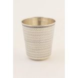 Continental 800 standard silver wine tasting beaker, slightly tapered form with engine turned