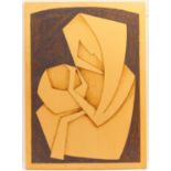 Nicole Faleur (French, 1925-2017), The Wise Man, pokerwork wooden panel, signed and dated 1983,