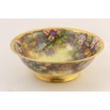 Isabel Aspden hand decorated porcelain footed bowl, decorated throughout with brambles and briar