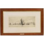 William Lionel Wyllie (1851-1931), Hot Walls, Portsmouth, drypoint etching, signed in pencil by