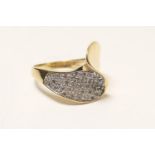 Diamond pave crossover dress ring, in 9ct gold, size O, gross weight approx. 4.4g