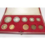 South Africa coin set, 1975, comprising ten coins including gold one and two rand, gold weight
