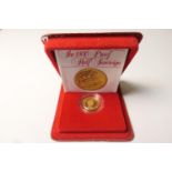 Queen Elizabeth II proof half sovereign, 1980, weight approx. 4g, cased