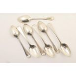 Six Victorian Old English pattern dessert spoons, by George Adams, London 1855, weight approx.