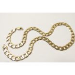 9ct gold flattened curb link choker necklace, with lobster claw clasp, length 51cm, weight approx.