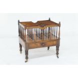 Late Regency rosewood canterbury, circa 1820-30, rectangular form with five divisions of slender