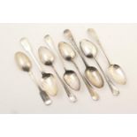 Small selection of silver table spoons, including a fiddle pattern example by Thomas de Gruchy and