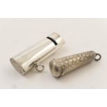 Victorian silver whistle form vesta case, by William Neale, Chester 1888, plain oval section with