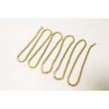 18ct gold guilloche flat link guard chain, length 91.5cm, with a 9ct gold ring clasp, gross weight