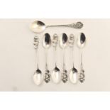 Set of six Polish 800 standard silver coffee spoons, and a further Continental silver spoon,
