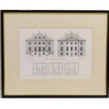 Three architectural prints including a Letcher engraving of classical orders, 36cm square, an