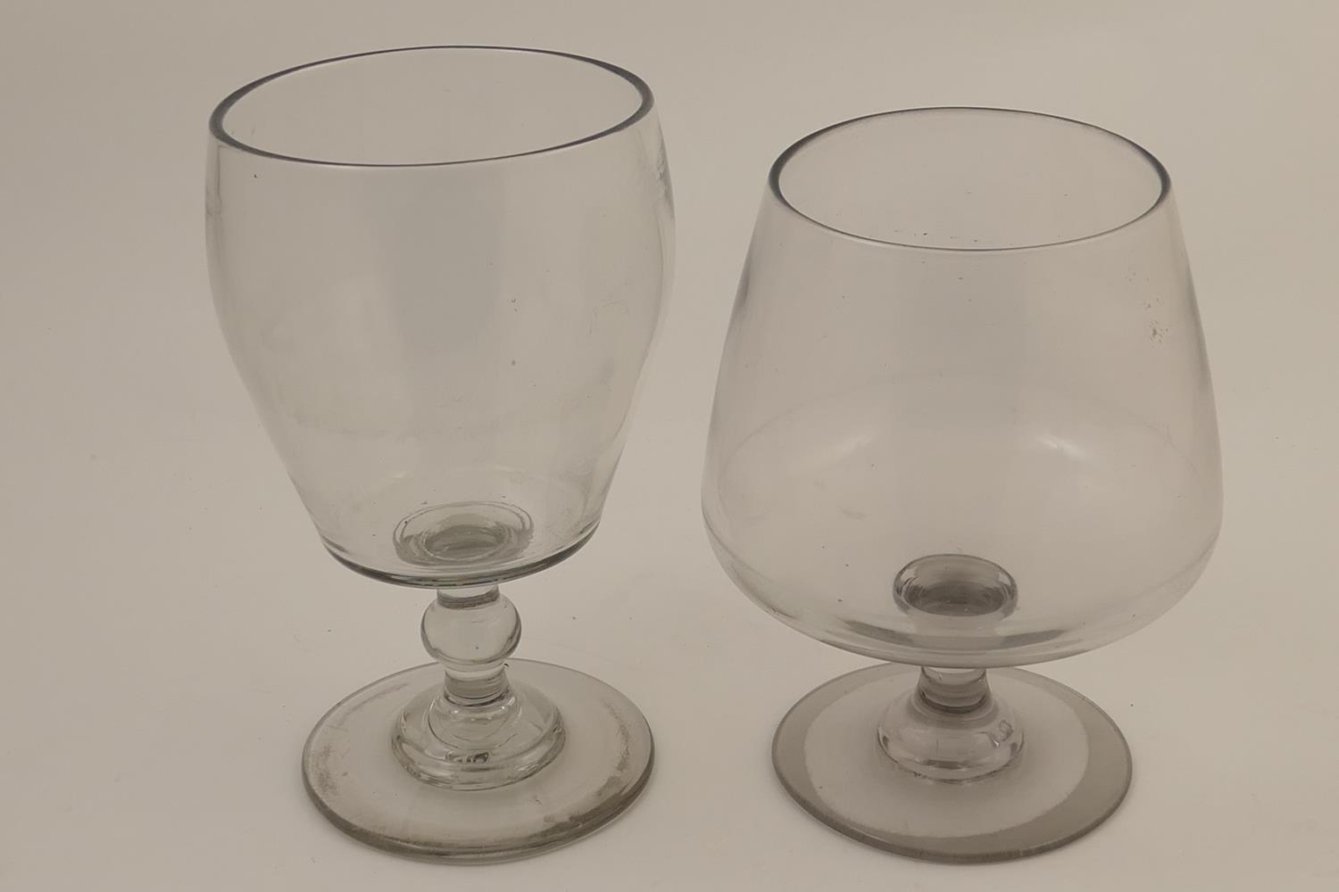 Large blown glass goblet, mid 19th Century, the deep slight baluster bowl over a single solid