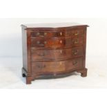 Burr walnut serpentine front chest of drawers, in the Georgian style, well figured top over four