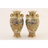 Pair of Japanese Satsuma miniature vases, late Meiji (1868-1912), slightly lobed baluster form
