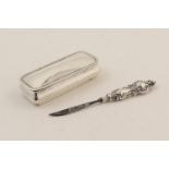 Edwardian silver pin box, Birmingham 1903, rectangular form with hinged cover, 9.5cm, weight approx.