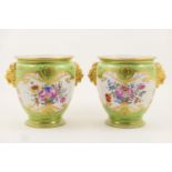 Pair of Rockingham porcelain wine coolers, circa 1830-40, of inverted slight baluster form,