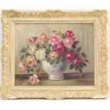 Maitimil (Continental, 20th Century), Still life with roses in a vase, oil on canvas, signed, 40cm x