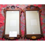 Pair of mahogany fretwork wall mirrors, in the Chippendale style, circa 1900, rectangular bevelled