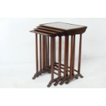 Quality quartetto nest of mahogany and satinwood banded tables, each raised on tapered square
