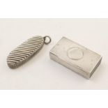 Victorian silver vesta case, London 1874, rectangular form with engine turned decoration, sprung