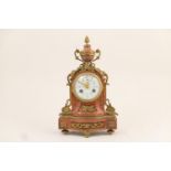 French scagliola and ormolu mantel clock, circa 1890, by AD. Mougin, the clock surmounted with an