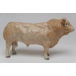 John Harper for Shebeg Pottery, Isle of Man, a Blonde d'Aquitaine bull, painted mark 'Harper