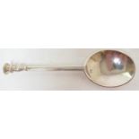 Charles II seal top silver spoon, by Jeremy Johnson, London 1660, the seal stipple engraved with