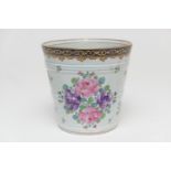 Samson 'famille rose' porcelain jardiniere, formed as a pail, decorated with flowers in colours