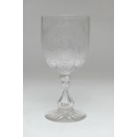 Fine large Victorian dated goblet, dated 1871, the U-shaped bowl engraved with conjoined initials