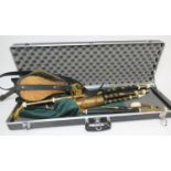 Set of traditional Irish Uilleann pipes, hand made by Michael Vignoles at Claddagh Uillean, in a