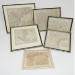 Six old American maps, comprising Thomas Kitchin Snr 'A new map of British Dominions in North